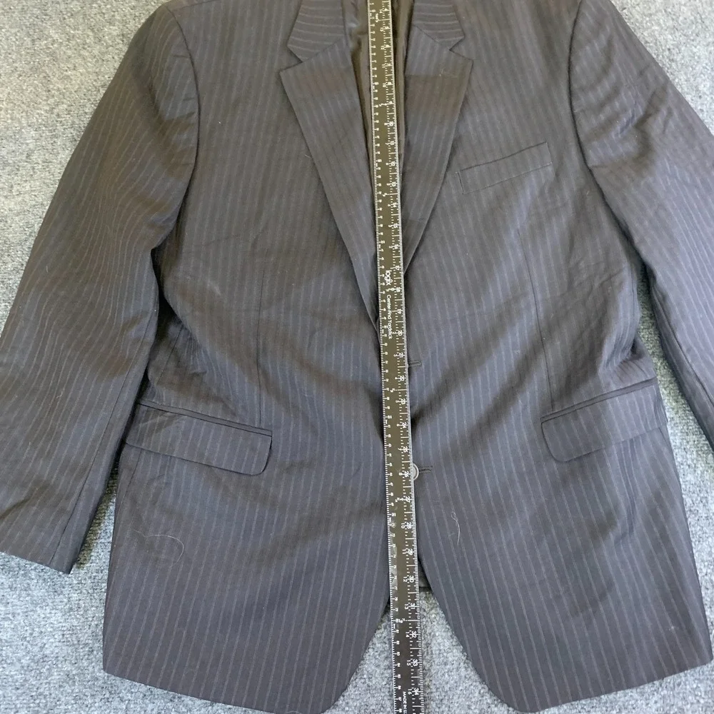 Chaps Blazer Jacket Mens 48R Black Pinstriped Wool Single Breasted Button Front